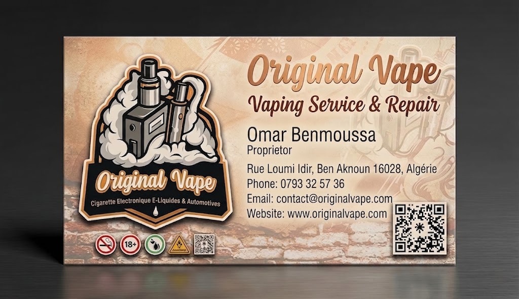 Carte de visite Original Vape — Omar Benmoussa, Rue Loumi Idir, Ben Aknoun